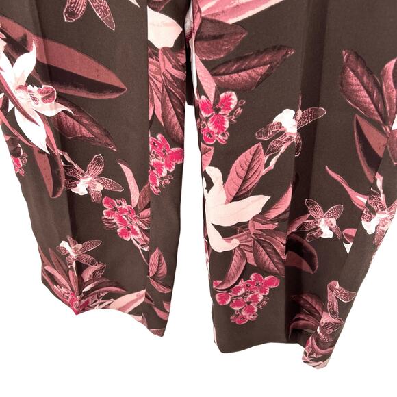 NEW NWT Chicos Sz 0R 0 Regular US 4 Pink Brown Floral Tropical Pull on Pants - Picture 4 of 9